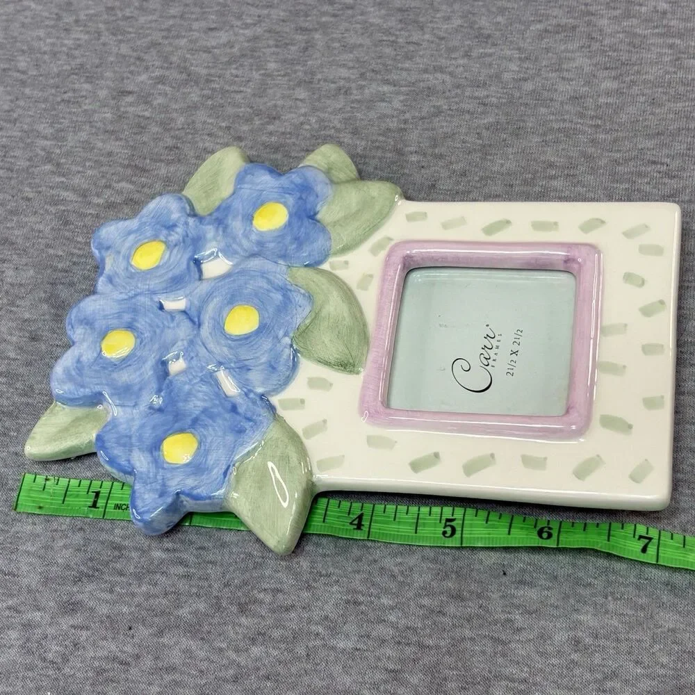 Burnes Boston Floral Ceramic Photo Frame Blue Flower Cottagecore Shabby Chic